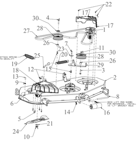 Deck Diagram and Parts List for XT1-LT50KH (13AQA1TLB10)(2023) Cub Cadet Lawn Tractor